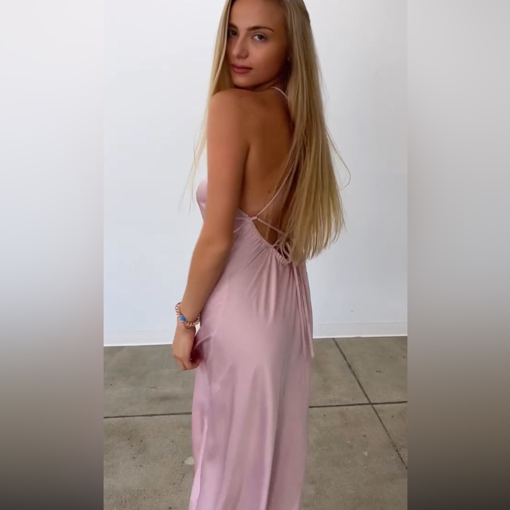 Pink Satin Slip Dress
